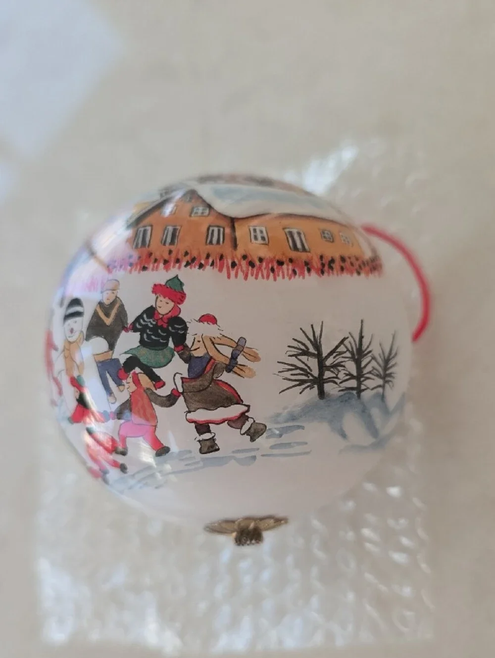 Set Of 2 Inside-Painted Glass Ornaments - Holiday and Winter Theme